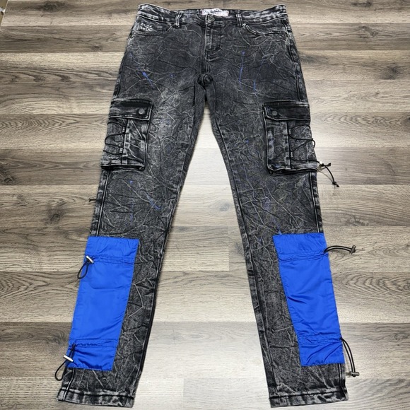 Denim I City Other - Denim I City Jeans Mens Size 34x30 Distressed Paint Splatter Cargo Jeans